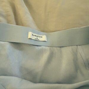 Babaton Sky Blue Satin Slip Skirt